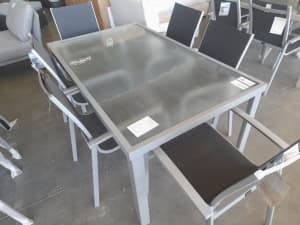New High Quality Silver Aluminium 7 Pce Outdoor Setting $1,099 RRP