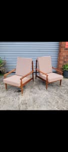 Pair of Parker Armchairs, restored and reupholstered 