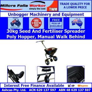 Millers Falls 30kg Capacity Walk Behind Seed and Fertiliser Spreader