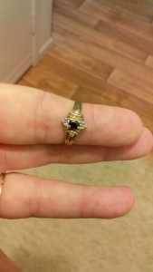 Size 7 9ct yellow gold sapphire and diamond ring price drop..