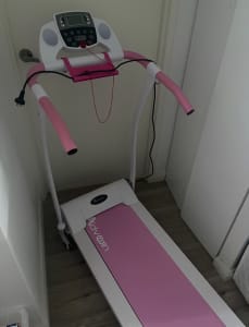 Advoin foldable pink and white treadmill