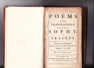 Rare book by Sir John Denham. Poems and Translations with the Sophy.