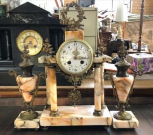 Rare French Antique Empire Style Mantle Clock from C. 1850s