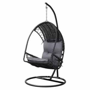 Gardeon Outdoor Egg Swing Chair Wicker Furniture Pod Stand Armrest Bl