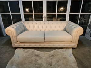 Stunning Coco Republic Westminster Chesterfield Linen Sofa -Can Del