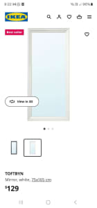 White Ikea Toftbyn mirror 75x165cm
