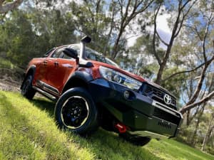 2019 Toyota Hilux GUN126R Rugged X Double Cab Inferno Orange/leather 6 Speed Sports Automatic