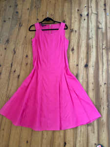 Pink linen dress Size 10 gored skirt