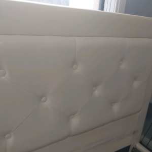 Double bed frame white leather look