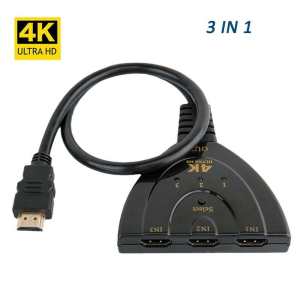 3 Port HDMI Switcher 4K 1080P Switch Splitter 3 in 1 Port Hub Cable