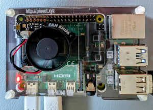 Raspberry Pi 4 (4GB) plus original Pimoroni case and fan
