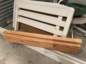 White wooden King Single bed frame