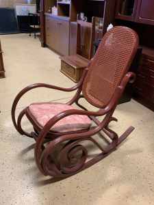 Beautiful mid century wooden rocking arm chair