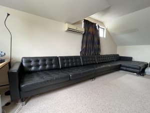 IKEA LANDSKRONA Black Leather Sofa - 3-Seaters x2 and Chaise x2