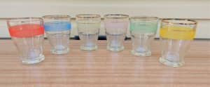 Vintage Coloured Frosted Drinking Glasses