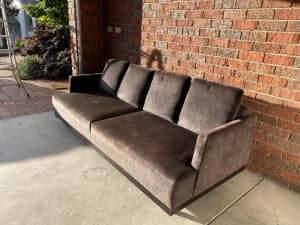 Custom made 4 seater charcoal coloured New York style couch