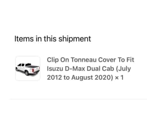 Clip on tonneau cover to fit Isuzu D-Max Dual Cab