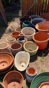 Garden Pots, large variety of terracotta ceramic and plastic