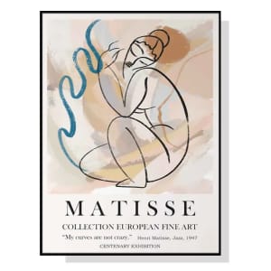 50cmx70cm Matisse Nude Line Black Frame Canvas Wall Art...