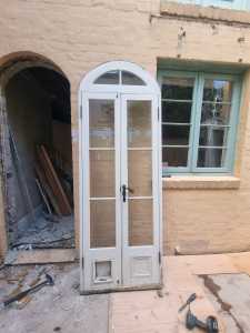 Arched doorway with french doors to suit an opening 2400x870