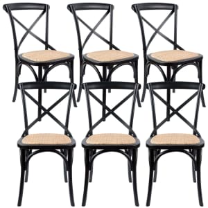 Aster Crossback Dining Chair Set of 6 Solid Birch Timber Wood Rat...