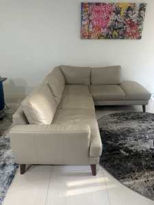 Leather Couch L Shape Beige