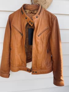 Women's Tan leather jacket size 8