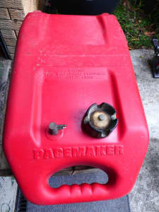 CARS/BOATS - RED HARD PLASTIC FUEL TANK 25 LITRE, MANLY WEST BRIS