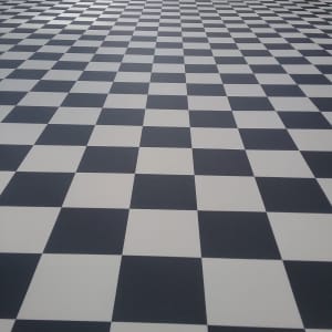 new Sheet Vinyl floors black & white checkerboard Vintage 4 metre WIDE