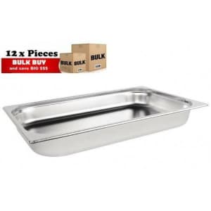 12Pcs S/Steel Container Gn 1/1 Gastronorm Tray Foodgrade 65mm Deep