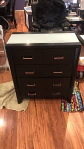 Tall boy drawers with glass top & dresser furniture