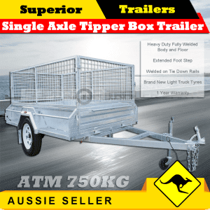 Superior 7x4 Single Axle Tipper Box Trailers - Galvanised