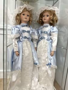 Twin Porcelain Dolls 70cm high