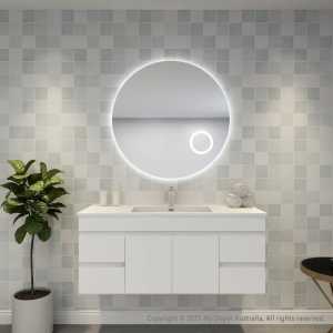 900mm 3 color Round Backlit LED Mirror with Magnifying Mirror