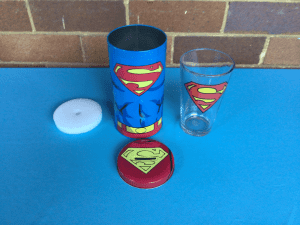Licensed Superman Glass inside Money Tin