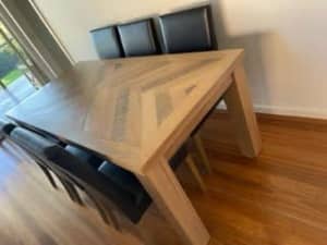 Herringbone Table and Matching Entertainment Unit