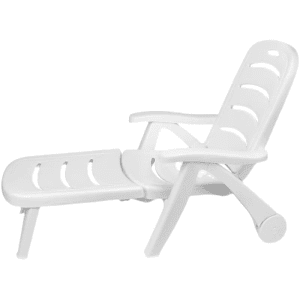 Adjustable Chaise Sun Lounge Chair with Built-In Wheels – White