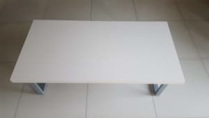 Rectangle White Coffee Dining Table Steel Metal Squared Leg 1200x60x39