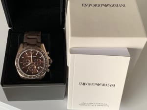 Emporio Armani Chrono Watch (Brown/Gold) with Box & Booklet - $199 ONO
