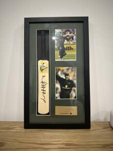 Michael Hussey Framed Autograph Bat and Photo