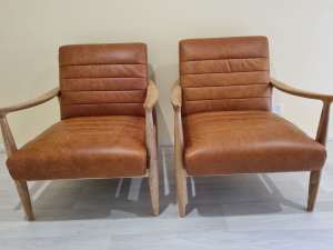 LEATHER ARMCHAIRS PAIR