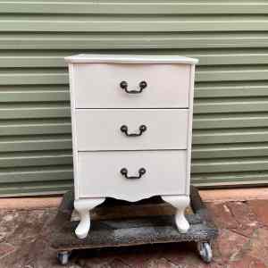 Vintage Retro Mentone Furniture White Bedside Table Night stand