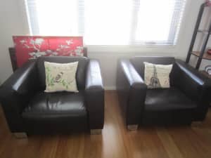 Two Leather Armchairs/Tub Chairs