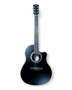 41 Caraya 721CEQMBK Black Round-Back Electro-Acoustic Guitar
