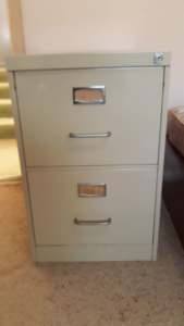 Two drawer metal filing cabinet
