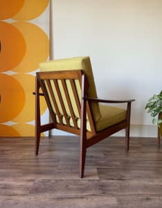 Newly Upholstered Solid Teak Mid Century Danish Lounge Armchair