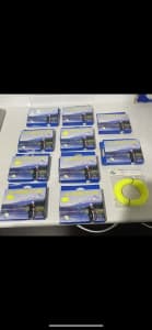 10 Brand New Packets of Fly Fishing Line Fluoro Yellow - 100ft