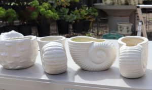 White Ceramic Shell Plant Pots - NEW