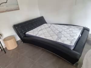 Italian real leather queen bed frame