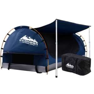 Double Swag Camping Swags Canvas Free Standing Dome Tent Dark Blu...